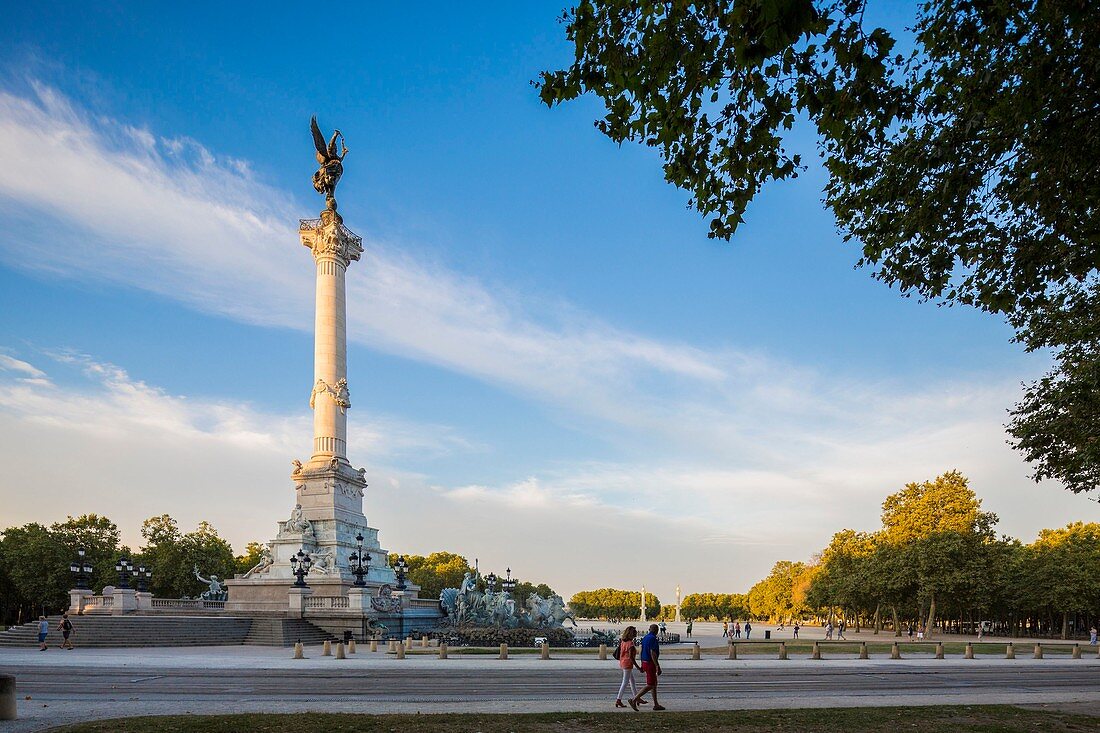 France, Gironde, Bordeaux, area classified World Heritage, Quinconces district, Esplanade des Quinconces and the Monument of the Girondins