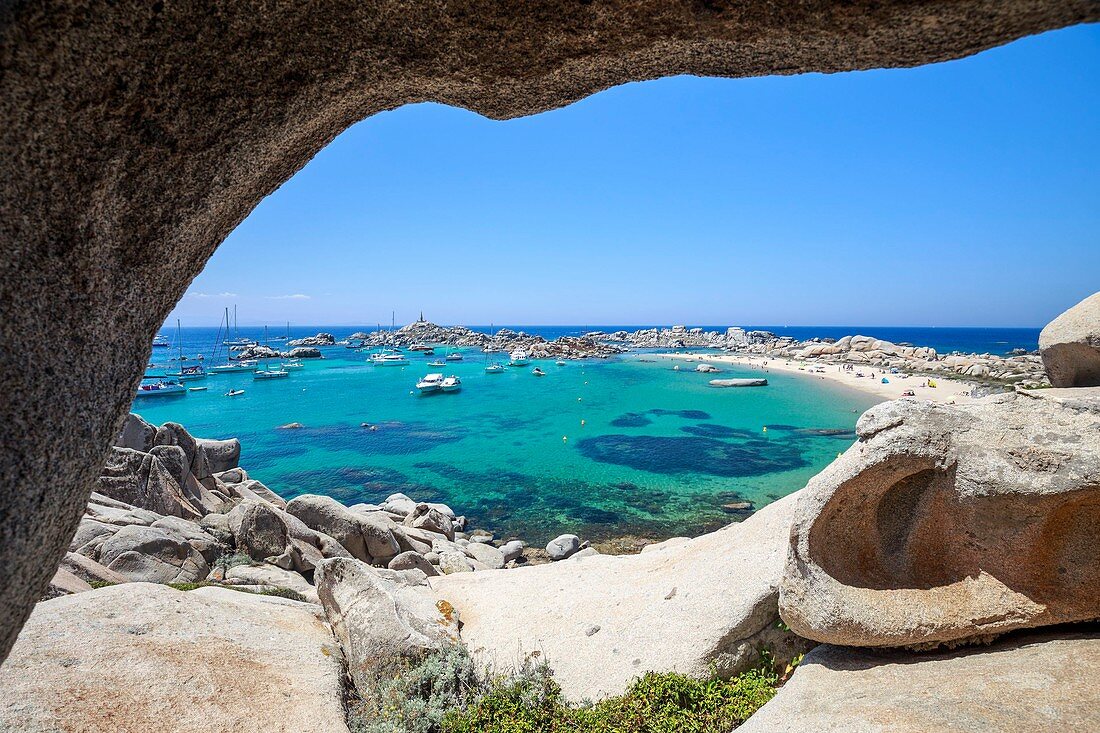 France, Corse du Sud, Bonifacio, Nature reserve of islands Lavezzi, beach of Cala di l' Achiarinu