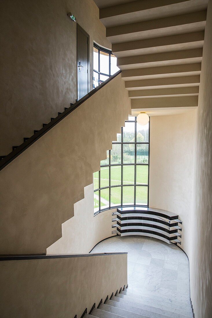 France, Nord, Croix, Villa Cavrois by architect Robert Mallet-Stevens, listed as historical monuments, stairs