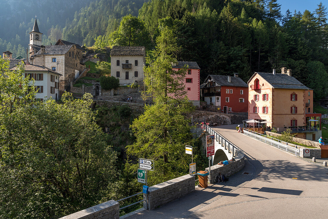 Village at the end of Valle Maggia, Ticino, Switzerland