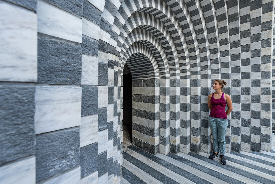 Modern church in Mogno, San Giovanni Battista, designed by Mario Botta