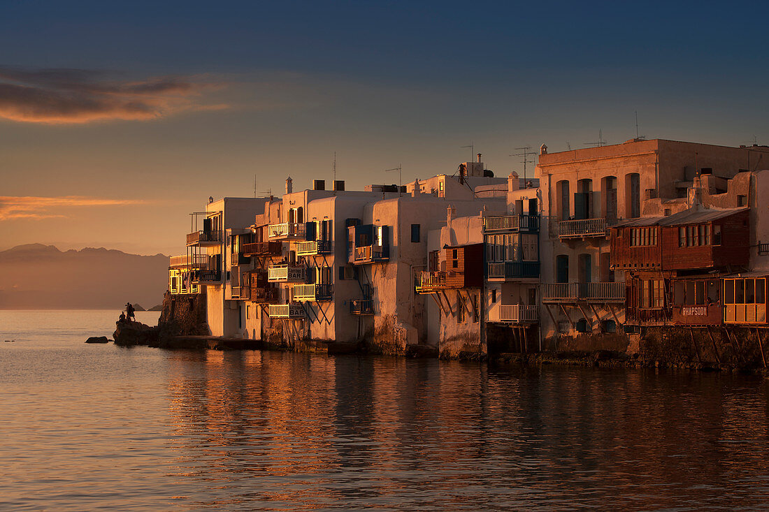 Buildings on waterfront in Mykonos, Greece