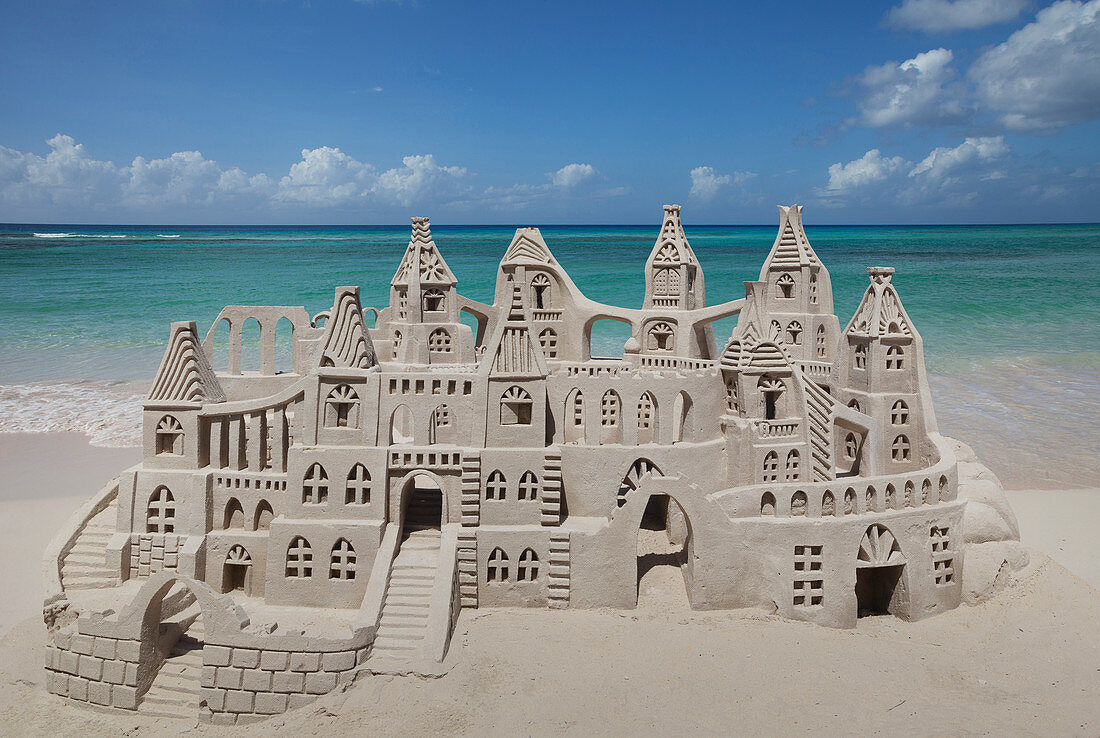 Sand castle on beach