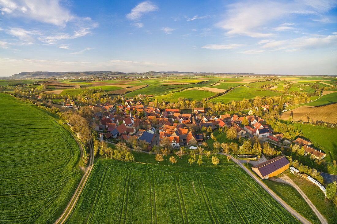 Aerial view of Mönchsondheim, Kitzingen, Lower Franconia, Franconia, Bavaria, Germany, Europe