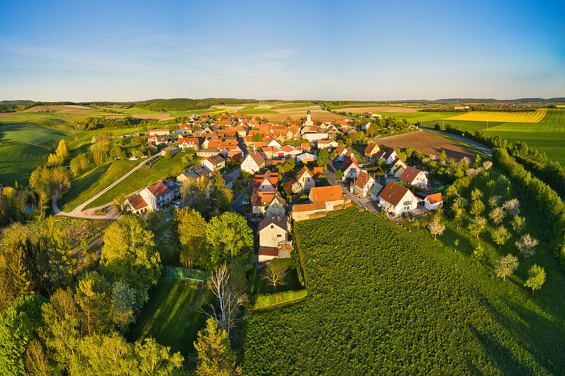 Aerial view of Possenheim, Kitzingen, Lower Franconia, Franconia, Bavaria, Germany, Europe