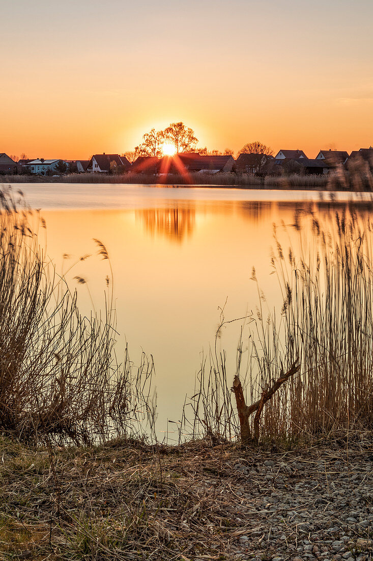 Die Sandgruben bei Hörblach im Abendlicht, Kitzingen, Unterfranken, Franken, Bayern, Deutschland, Europa