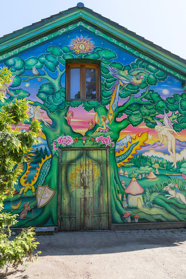 Murales in Christiania, Copenhagen, Hovedstaden, Denmark, Northern Europe.