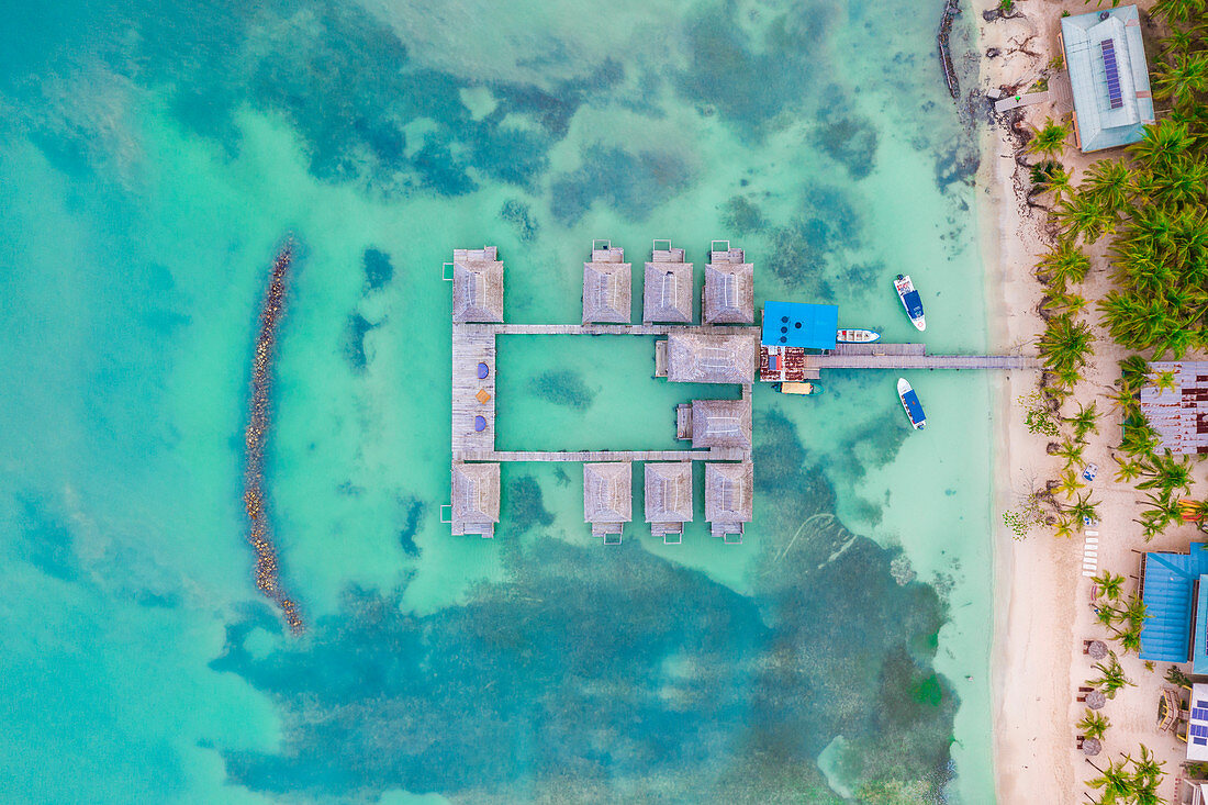 Aerial view of Azul Paradise Resort, province of Bocas Del Toro, Panama, Central America