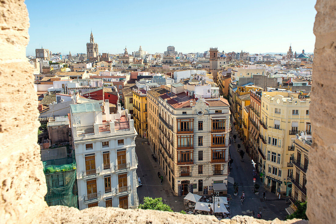 Valencia, Spain, Europe. Elevated view of Barrio del Carmen in the old town
