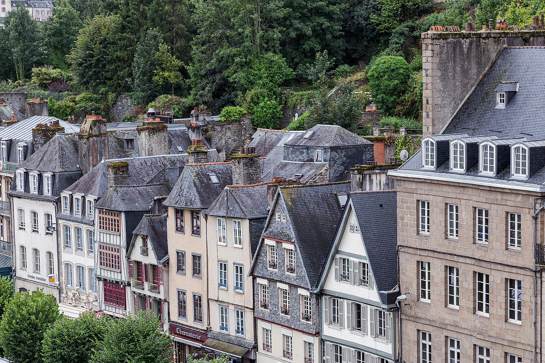 Bretagne, Finistère, Frankreich, Stadt Morlaix, Blick auf die Stadt vom Viadukt
