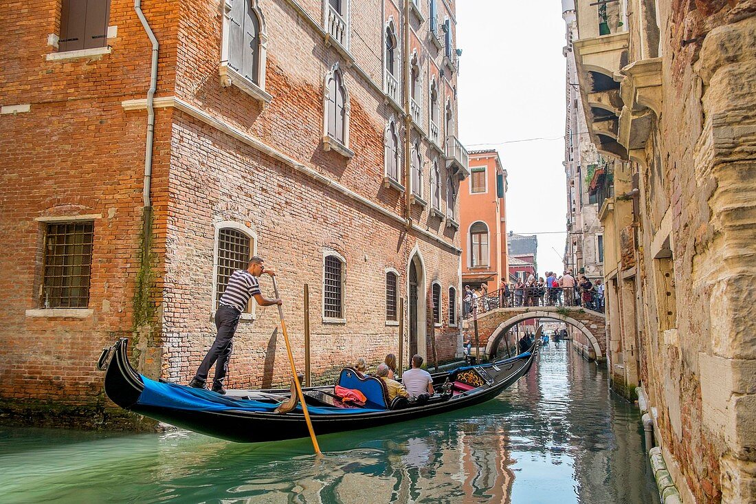 Italy, Venetia, Venice, listed as World Heritage by UNESCO, gondola near San Zaccaria church, Castello district