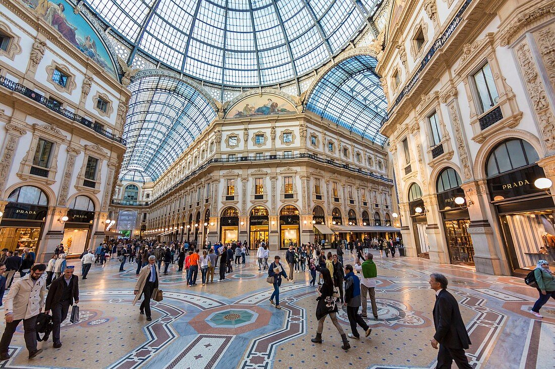 Italien, Lombardei, Mailand, Galerie Vittorio Emmanuel II, Einkaufspassage aus dem 19. Jahrhundert von Giuseppe Mengoni