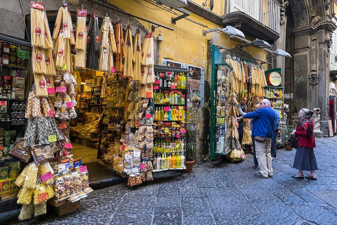 Italy, Campania region, Naples, Historic Centre listed by UNESCO as a World Heritage Site, Spaccanapoli district, via Benedetto Croce, specialties from Naples