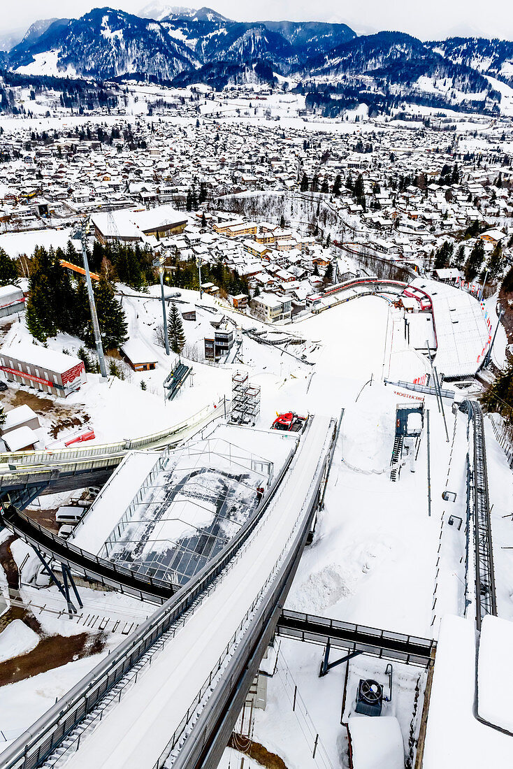 Trainingsgelände der Skispringer in Oberstdorf, Allgäu, Deutschland