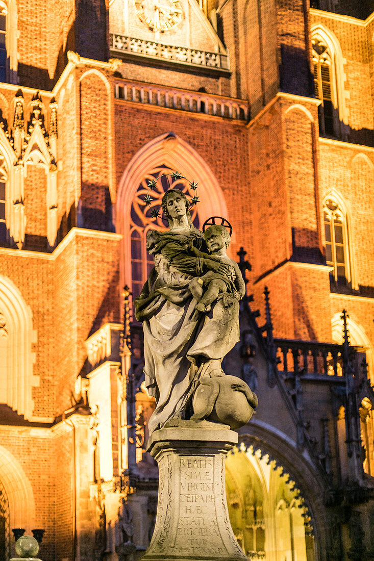 Breslauer Dom am Abend, Kathedrale St. Johannes des Täufers, Dominsel, Ostrów Tumski, Breslau, Polen, Europa