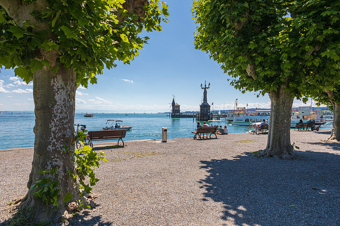 Konstanz Hafen mit Imperia Statue, Konstanz, Baden-Württemberg, Deutschland