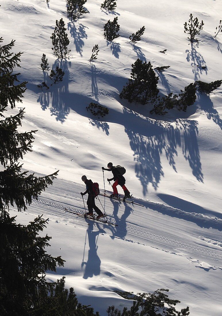 Ski tourers in the Obertauern ski area, snow, pass, winter in Salzburg, Austria