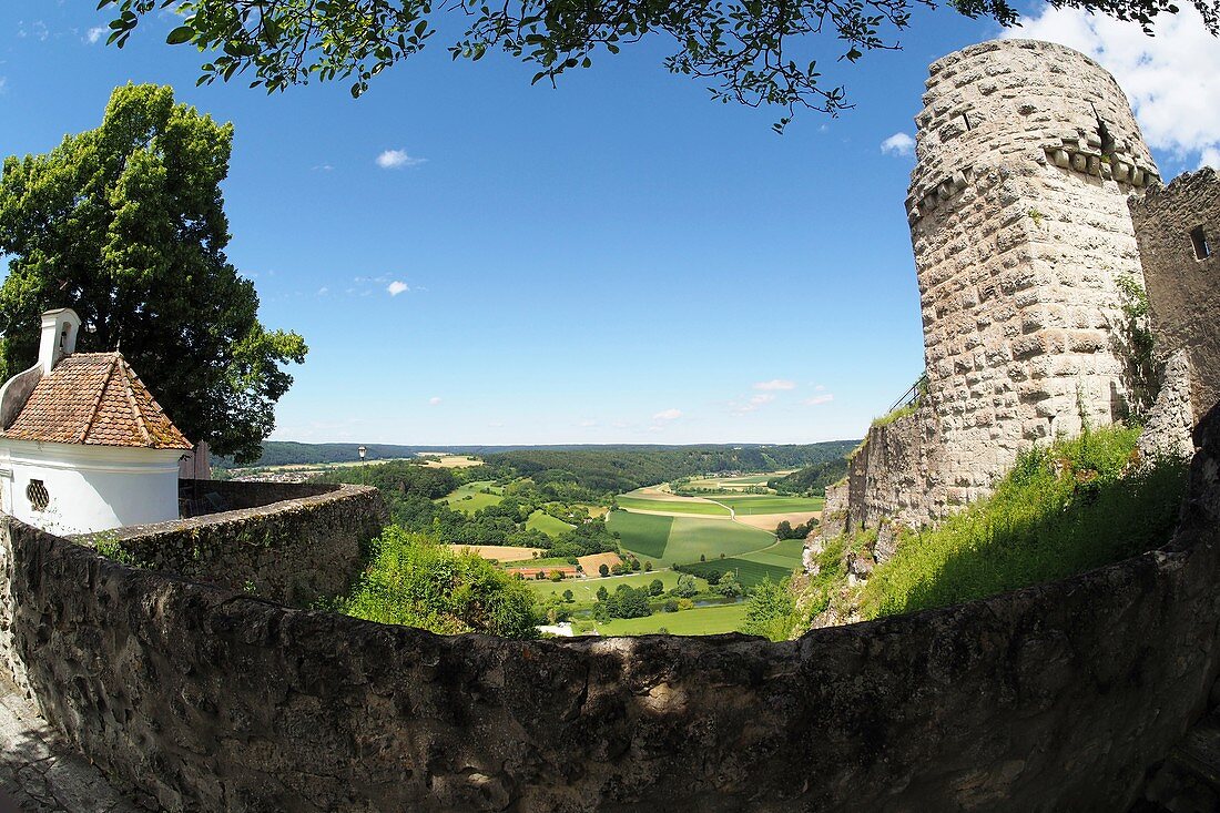 Burg über Arnsberg im Altmühltal, Landschaft, Blick, Oberbayern, Bayern, Deutschland