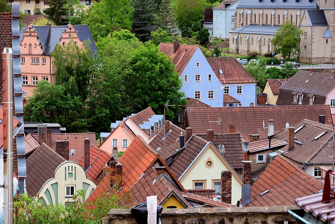 Kulmbach, roofs, houses, Upper Franconia, Bavaria, Germany