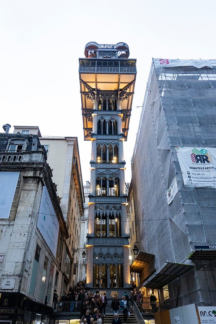 The Santa Justa Elevator in Lisbon, Portugal