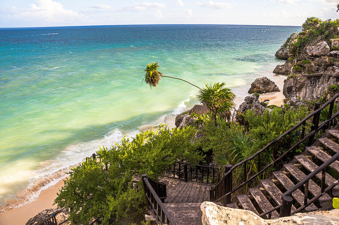 Playita Tortuga Beach on Coast of Tulum Ruins, Quintana Roo, Yucatan Peninsula, Mexico