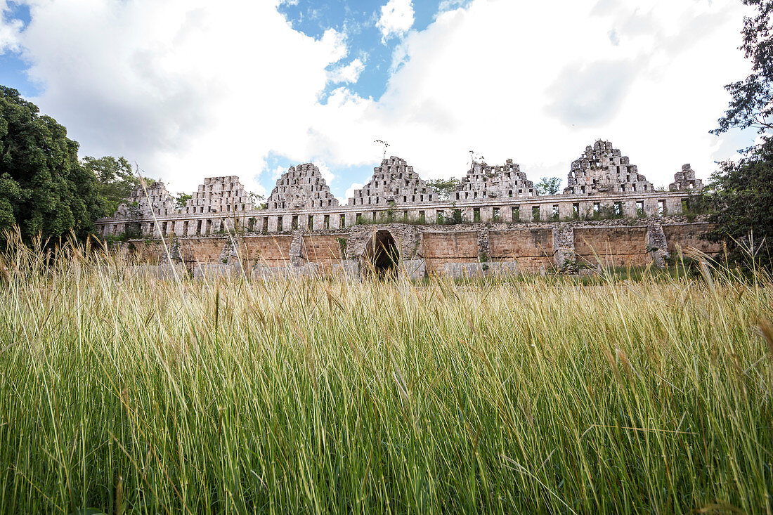 Ancient buildings on the site of the ancient Mayan city of Uxmal, Yucatan, Mexico