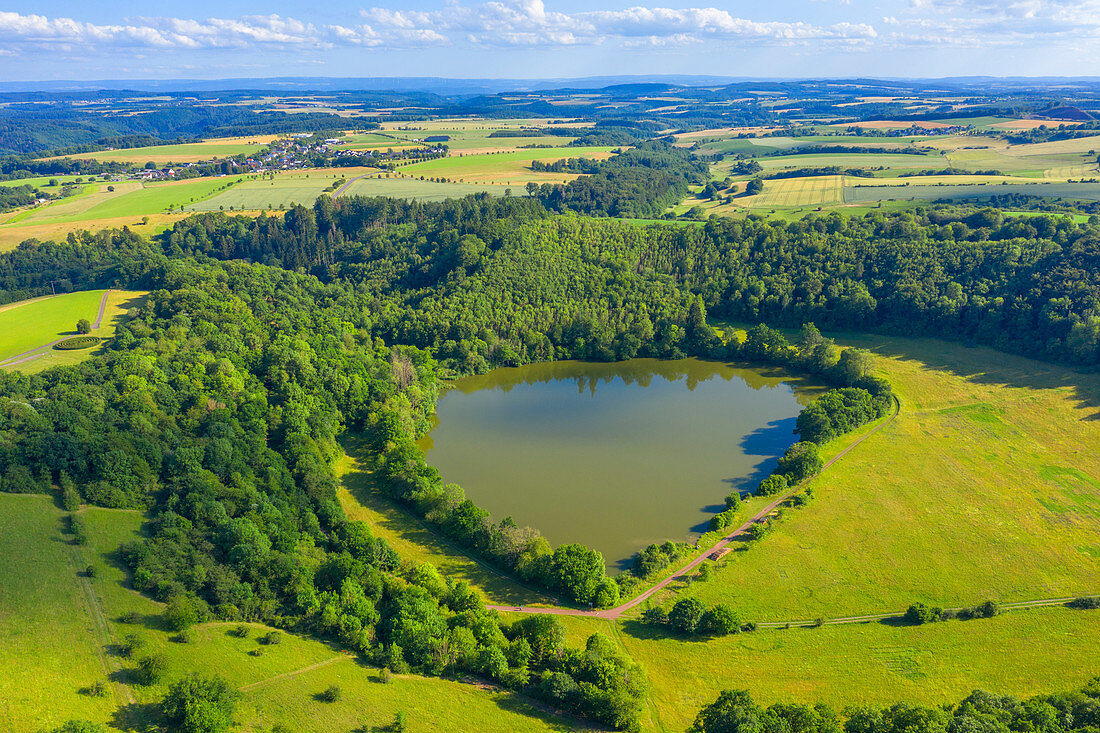 Aerial view of the Immerather Maars, Eifel, Rhineland-Palatinate, Germany