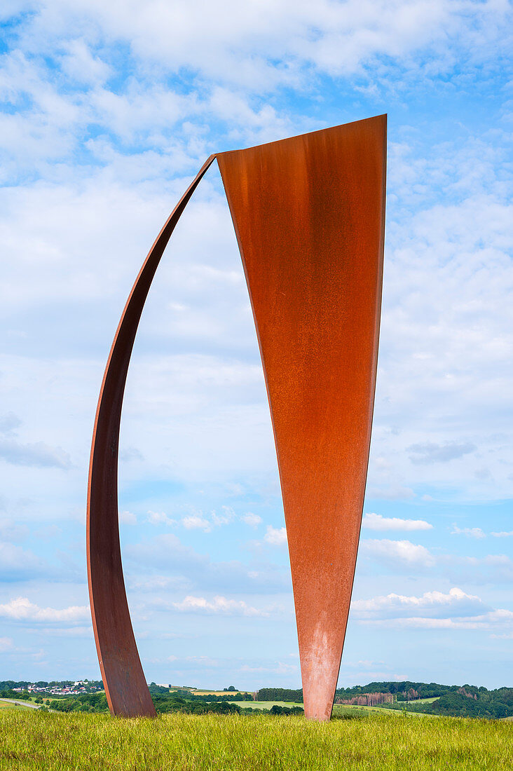 The word sail sculpture by artist Heinrich Popp near Sotzweiler, Saarland, Germany
