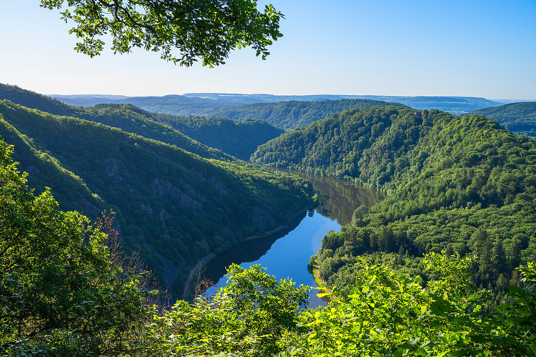 View of the Saar from the lookout point Kleine Cloef, Orscholz, Saarland, Germany