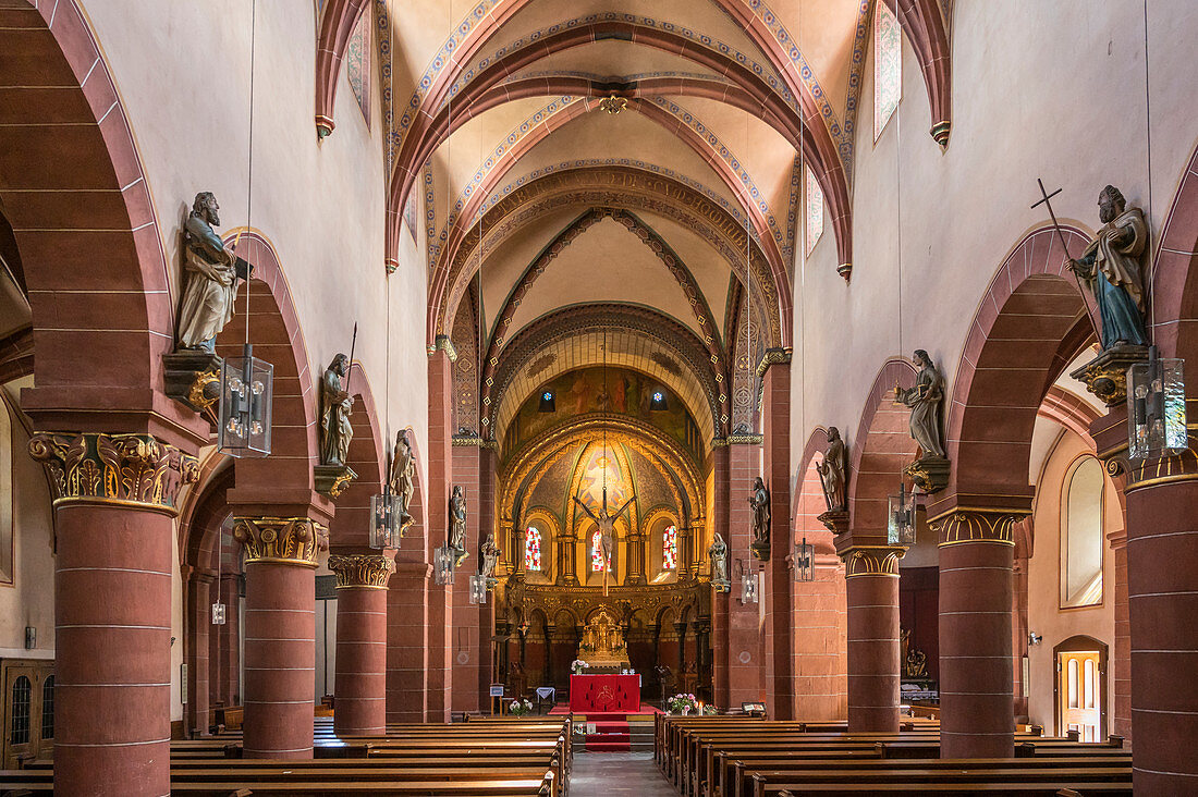 Interior view of St. Peter in Merzig, Saarland, Germany
