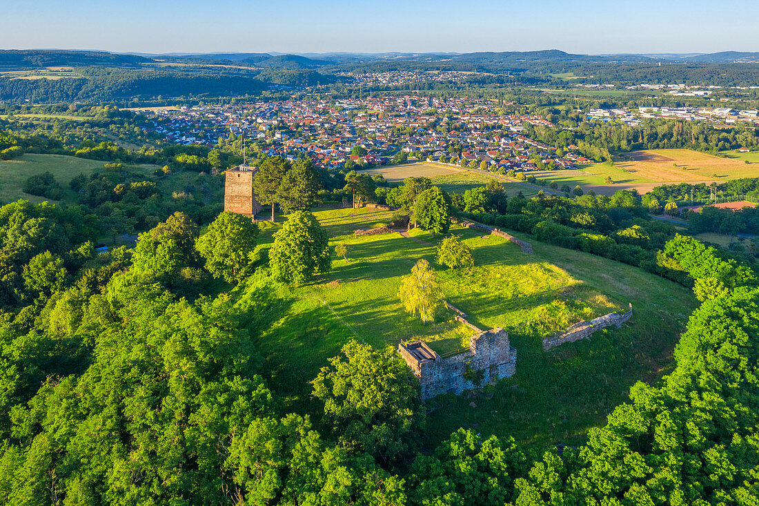 Aerial view of Siersberg Castle, Rehlingen-Siersburg, Saarland, Germany