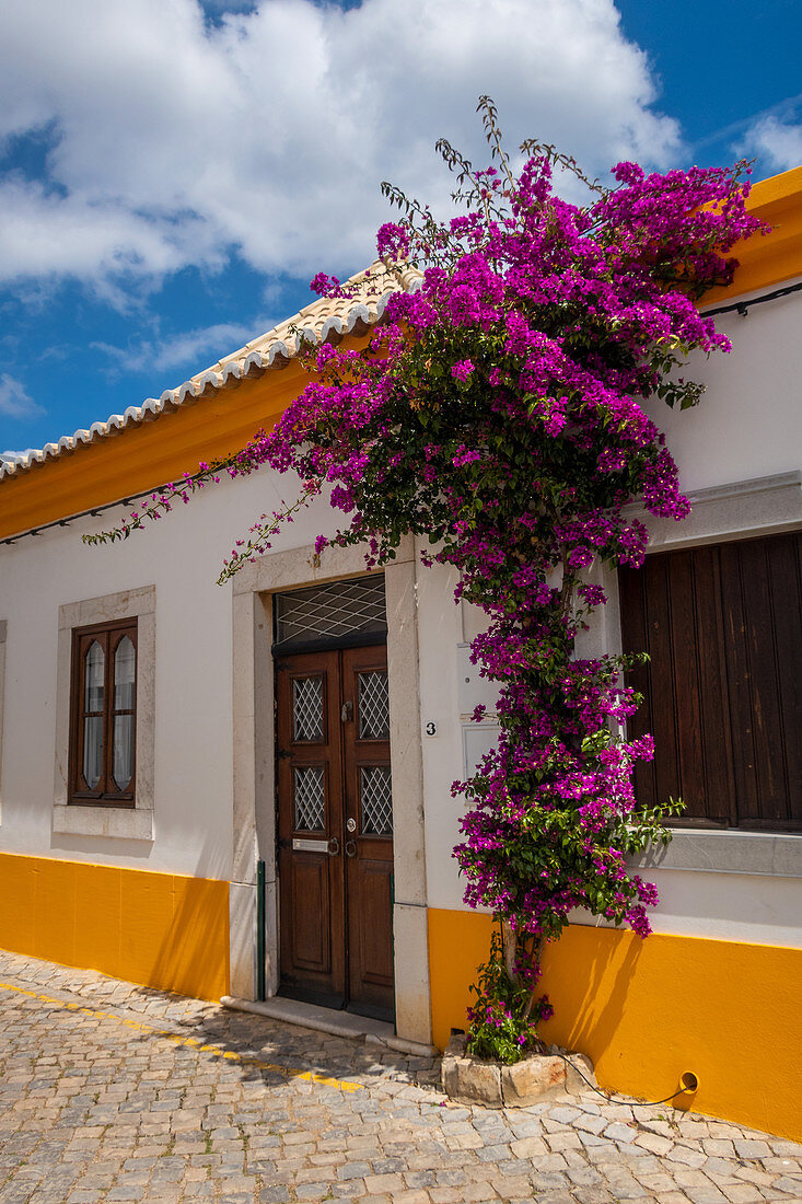 Picturesque street in Tavira, Algarve, Portugal