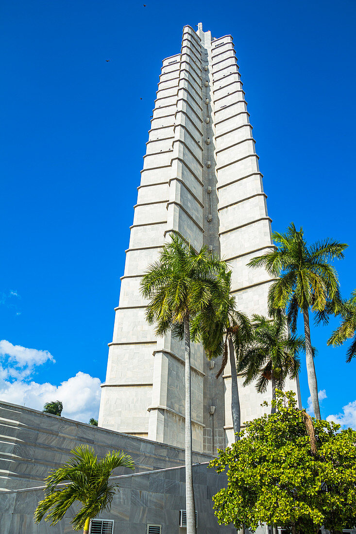 Marble tower and statue in honor of José Marti at the &quot;Plaza de la Revolucion&quot; in Havana, Cuba