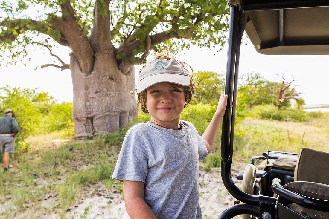 smiling 6 year old boy , Baines Baobab, Botswana