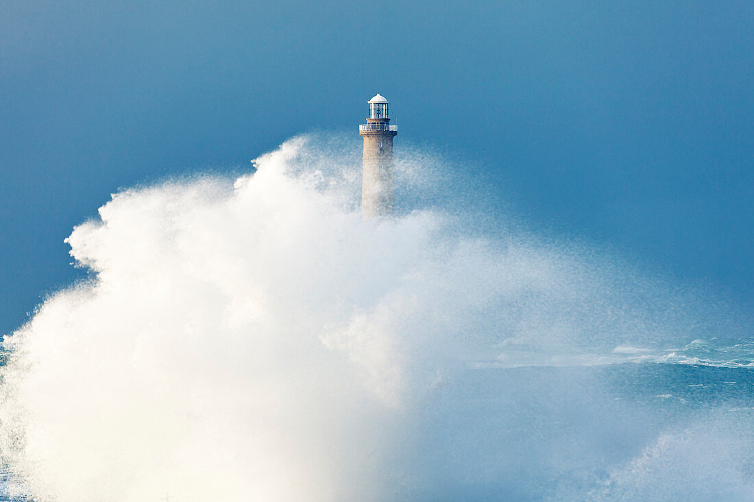 Goury lighthouse in the storm at Cap de la Hague, Auderville