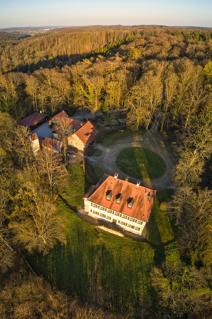 Hunting lodge on the Friedrichsberg, Steigerwald, Abtswind, Kitzingen, Lower Franconia, Franconia, Bavaria, Germany