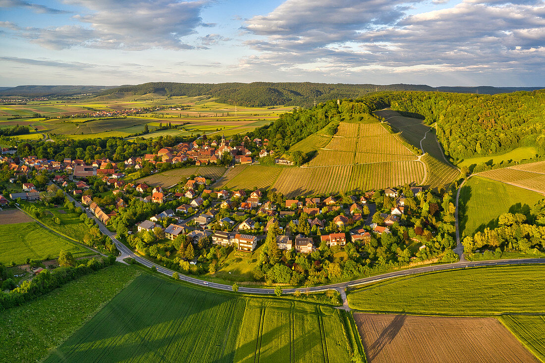 Luftbild von Castell, Kitzingen, Unterfranken, Franken, Bayern, Deutschland, Europa