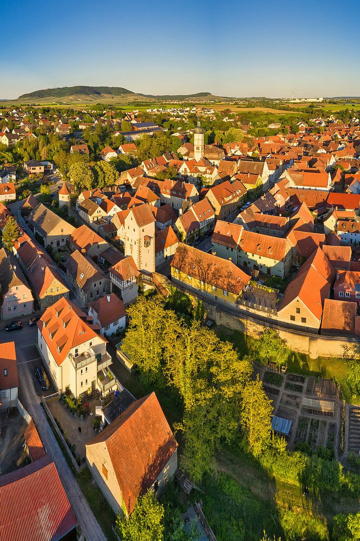 Aerial view of Mainbernheim, Kitzingen, Lower Franconia, Franconia, Bavaria, Germany, Europe
