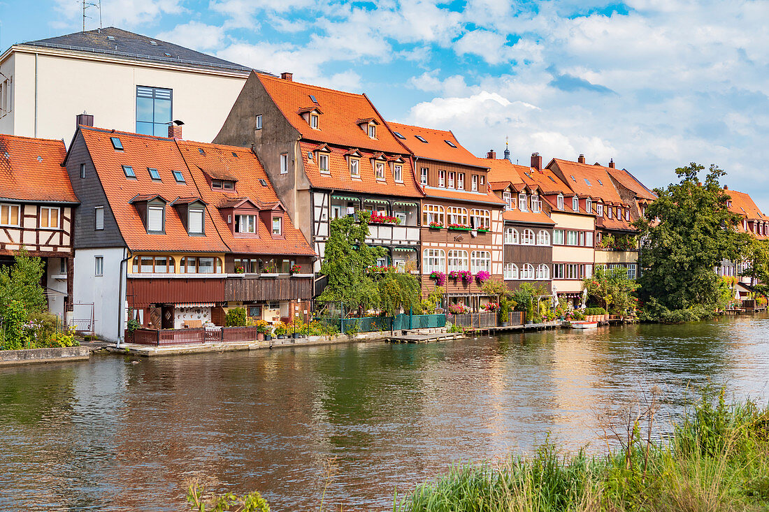 Little Venice on the east bank of the Regnitz in Bamberg, Bavaria, Germany