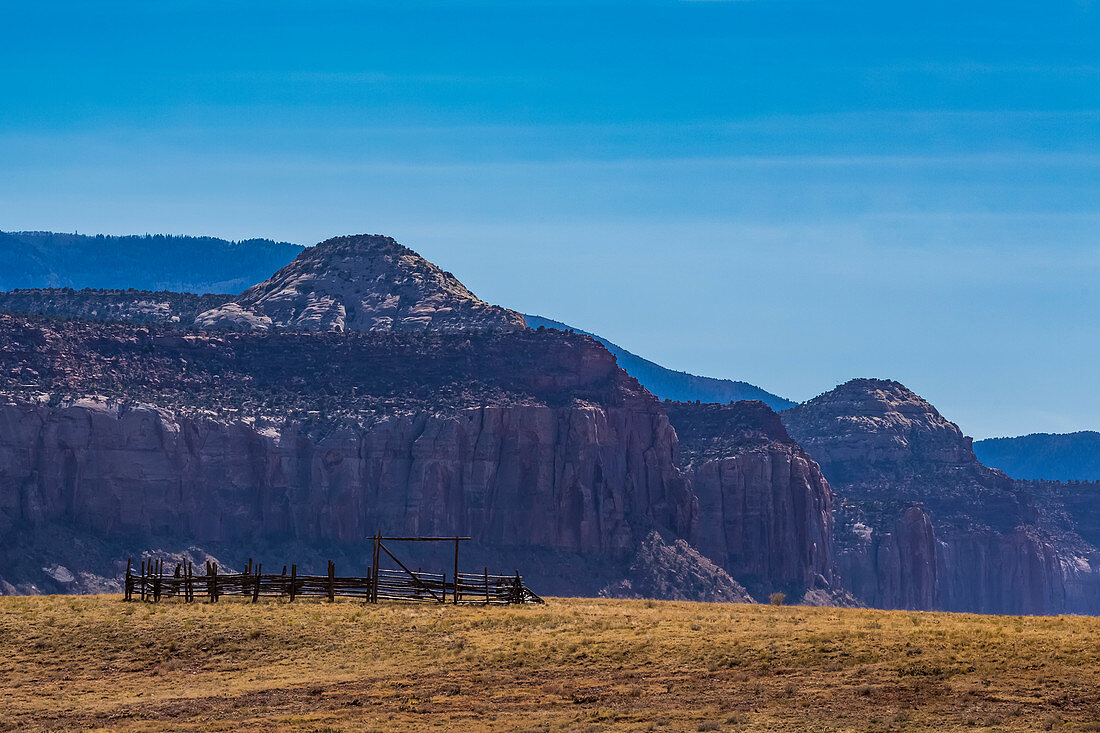 Historic corral for cattle grazing in what is now Indian Creek National Monument, formerly part of Bears Ears National Monument, southern Utah, USA