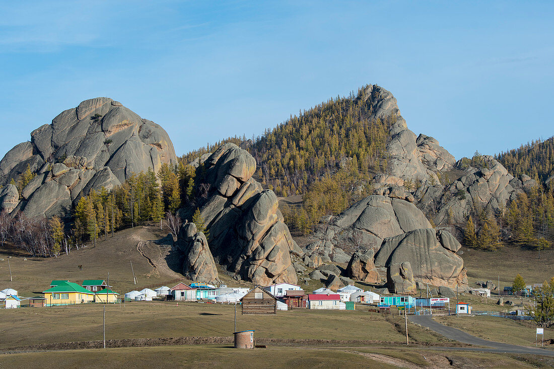 Tourist camps in Gorkhi Terelj National Park which is 60 km from Ulaanbaatar, Mongolia.
