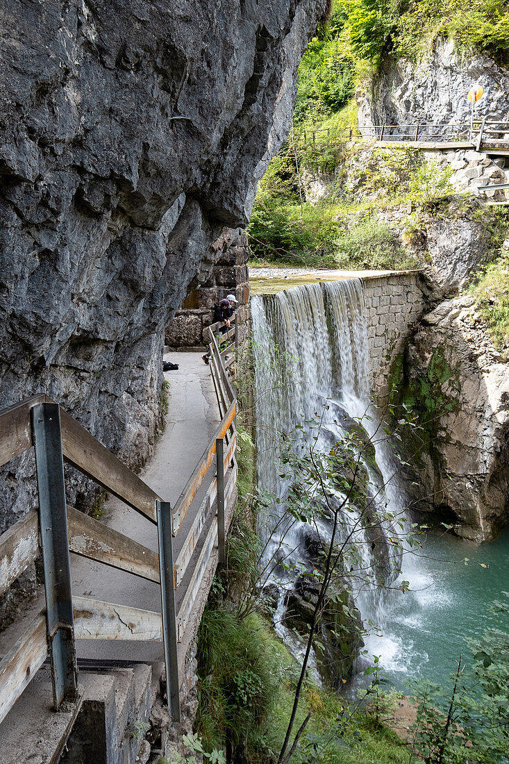 View of the waterfall in the Rappenlochschlucht, Dornbirn, Vorarlberg, Austria, Europe