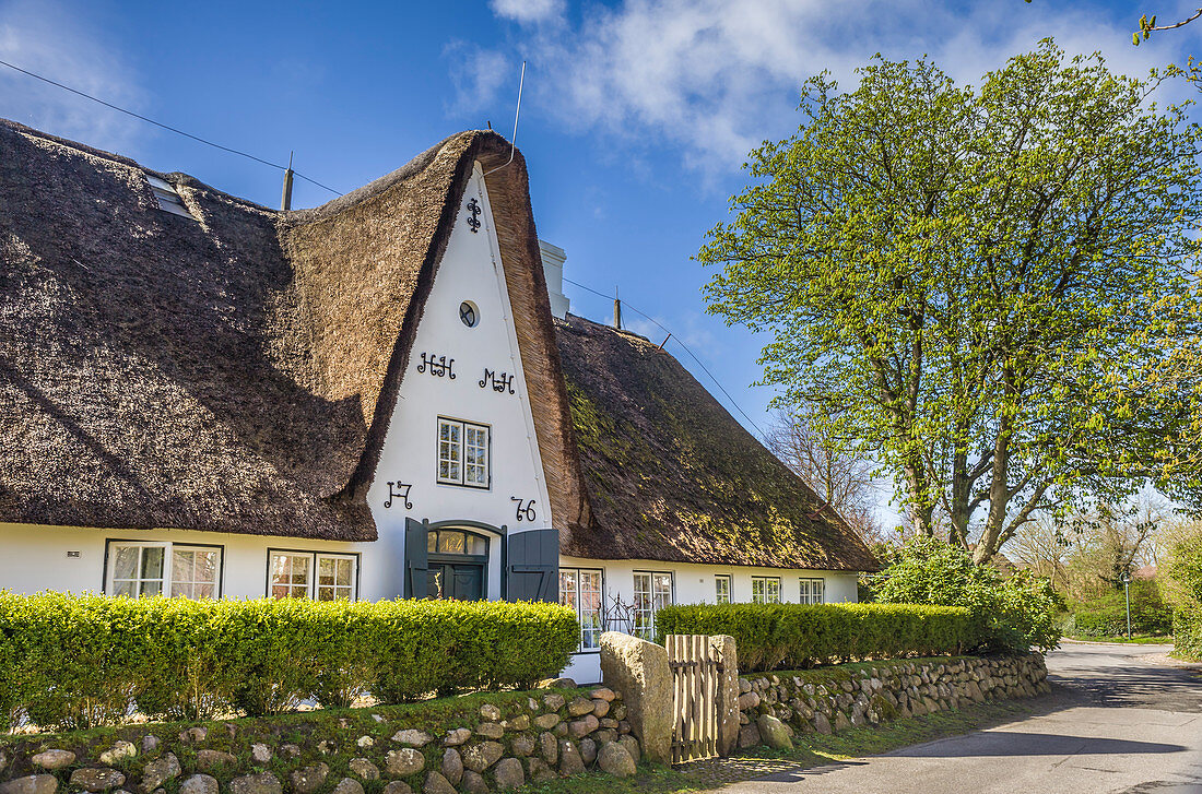 Historisches Reetdachhaus in Keitum, Sylt, Schleswig-Holstein, Deutschland