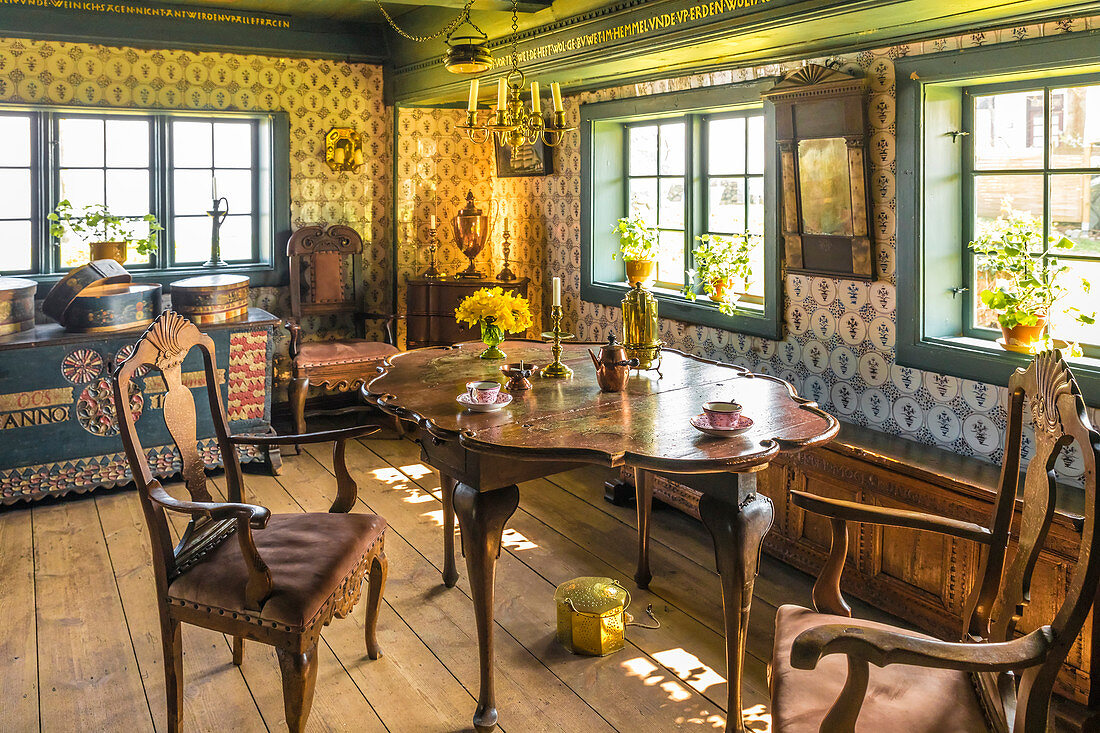 Parlor in the Old Frisian House from 1640 on Keitumer Watt, Sylt, Schleswig-Holstein, Germany