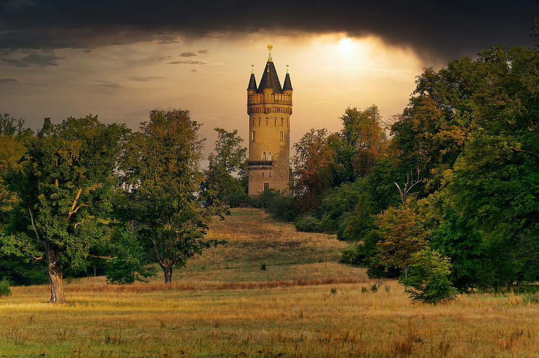 Flatow Tower in Babelsberger Park, Potsdam, Brandenburg State, Germany