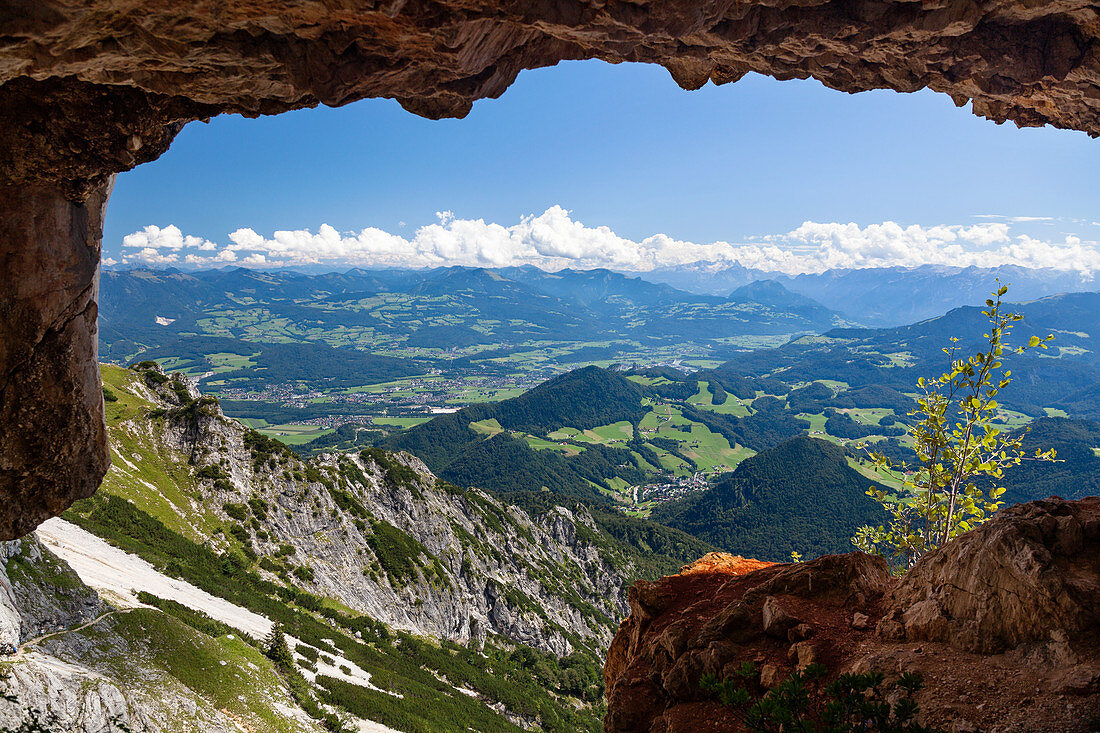 Blick vom Untersberg auf die Osterhorngruppe und den Dachstein in Österreich, Oberbayern, Deutschland, Alpen, Europa