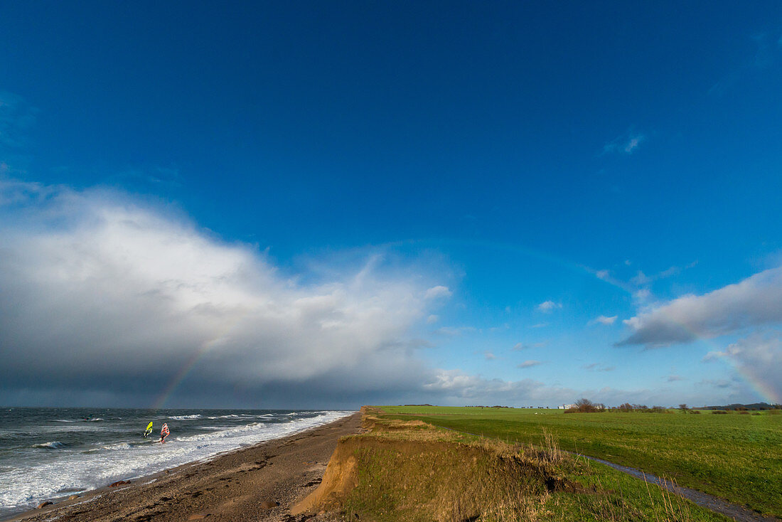 Rainbow over the steep coast in Dazendorf