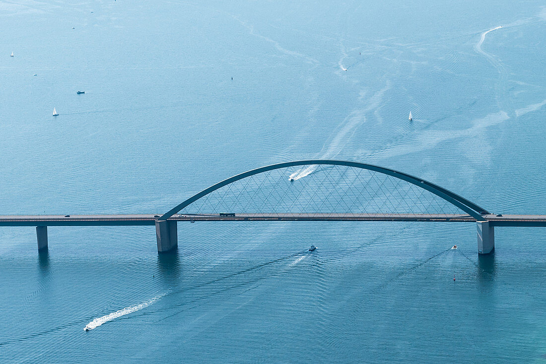 Fehmarnsund Bridge from the air, Baltic Sea, Ostholstein, Schleswig-Holstein, Germany