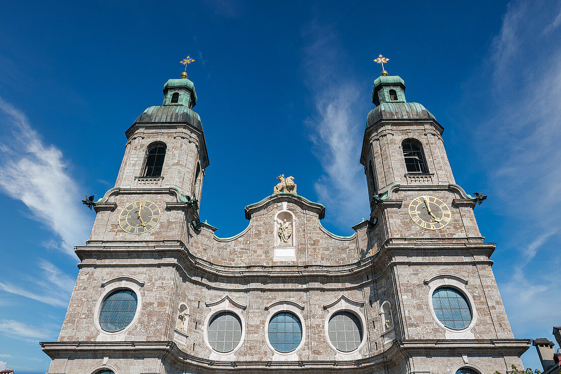 Exterior view of the Cathedral of Sankt Jakob in Innsbruck, Tyrol, Austria