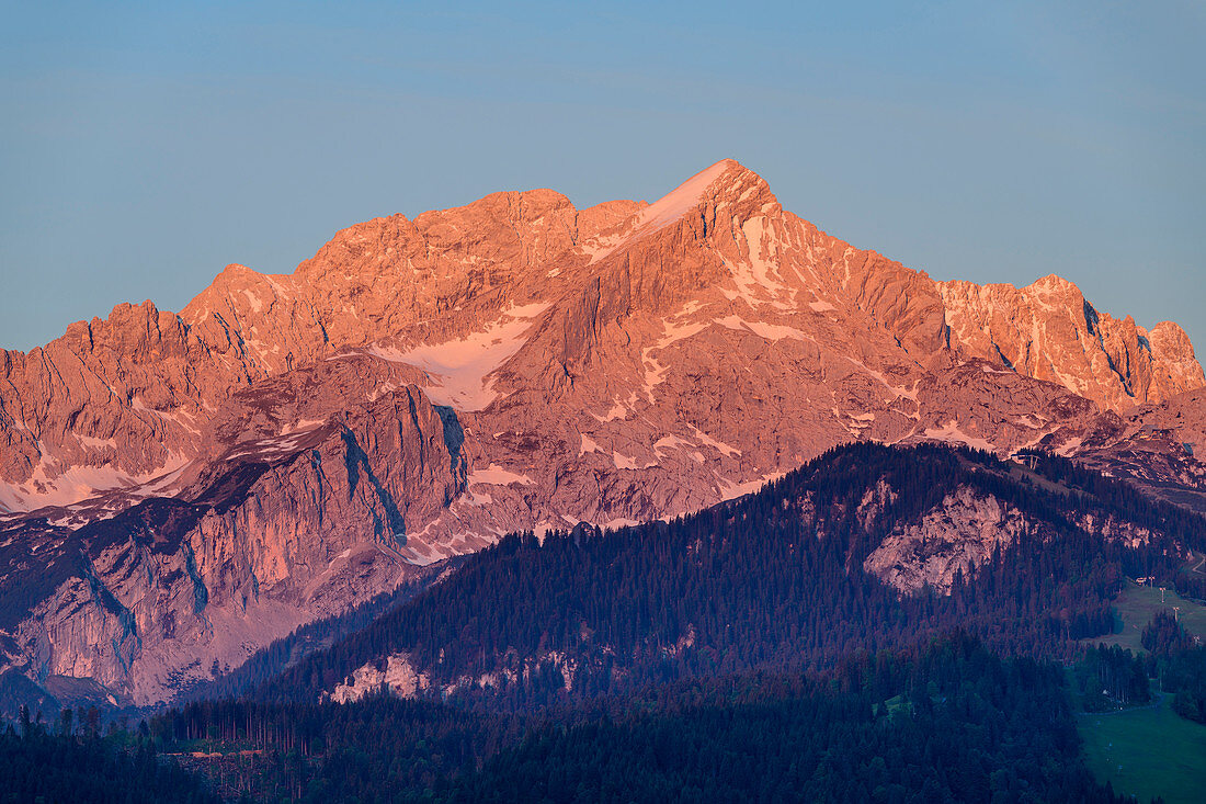 Alpspitze im Morgenlicht, Werdenfelser Land, Werdenfels, Bayerische Alpen, Oberbayern, Bayern, Deutschland